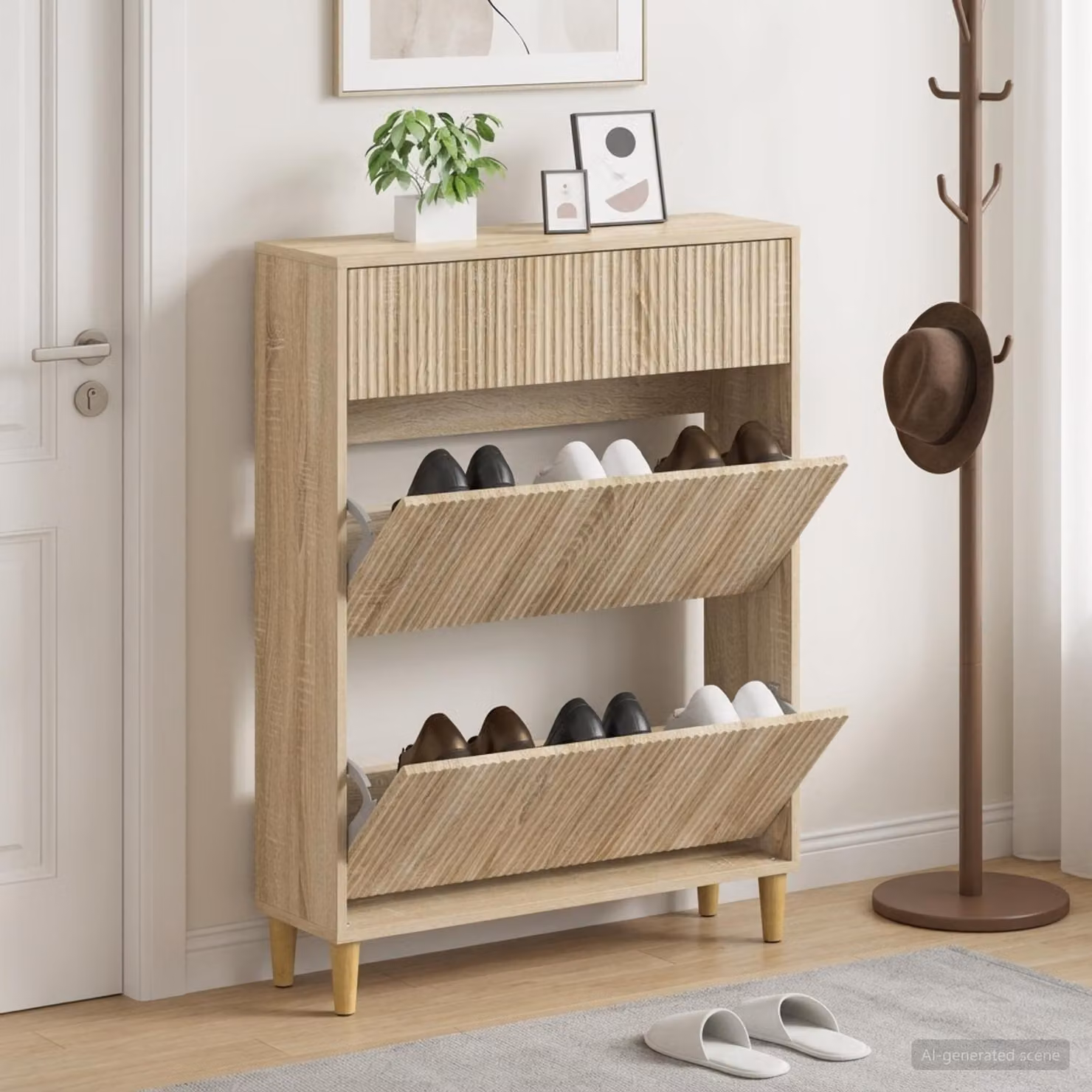 Scarpiera moderna vidaXL ARNHEM in legno marrone L: 78 cm, P: 24 cm, H: 103 cm