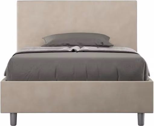 Letto imbottito 1 piazza e mezza 120x190 cm Adele - Con rete,Microfibra,Sabbia