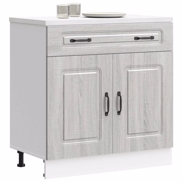 Base da cucina moderna vidaXL Kalmar in legno multistrato e MDF, Grigio Sonoma, L: 81,5 cm, P: 46,0 cm, H: 80,0 cm