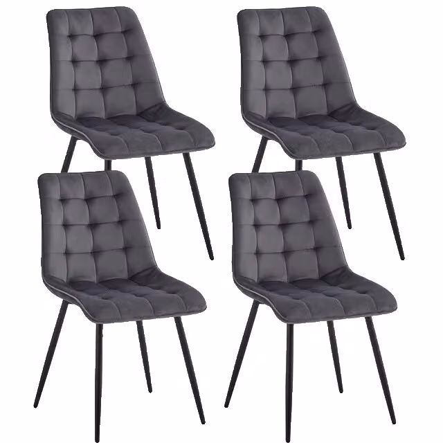 Set di sedie da sala da pranzo, design moderno e minimalista, seduta imbottita in velluto, grigio