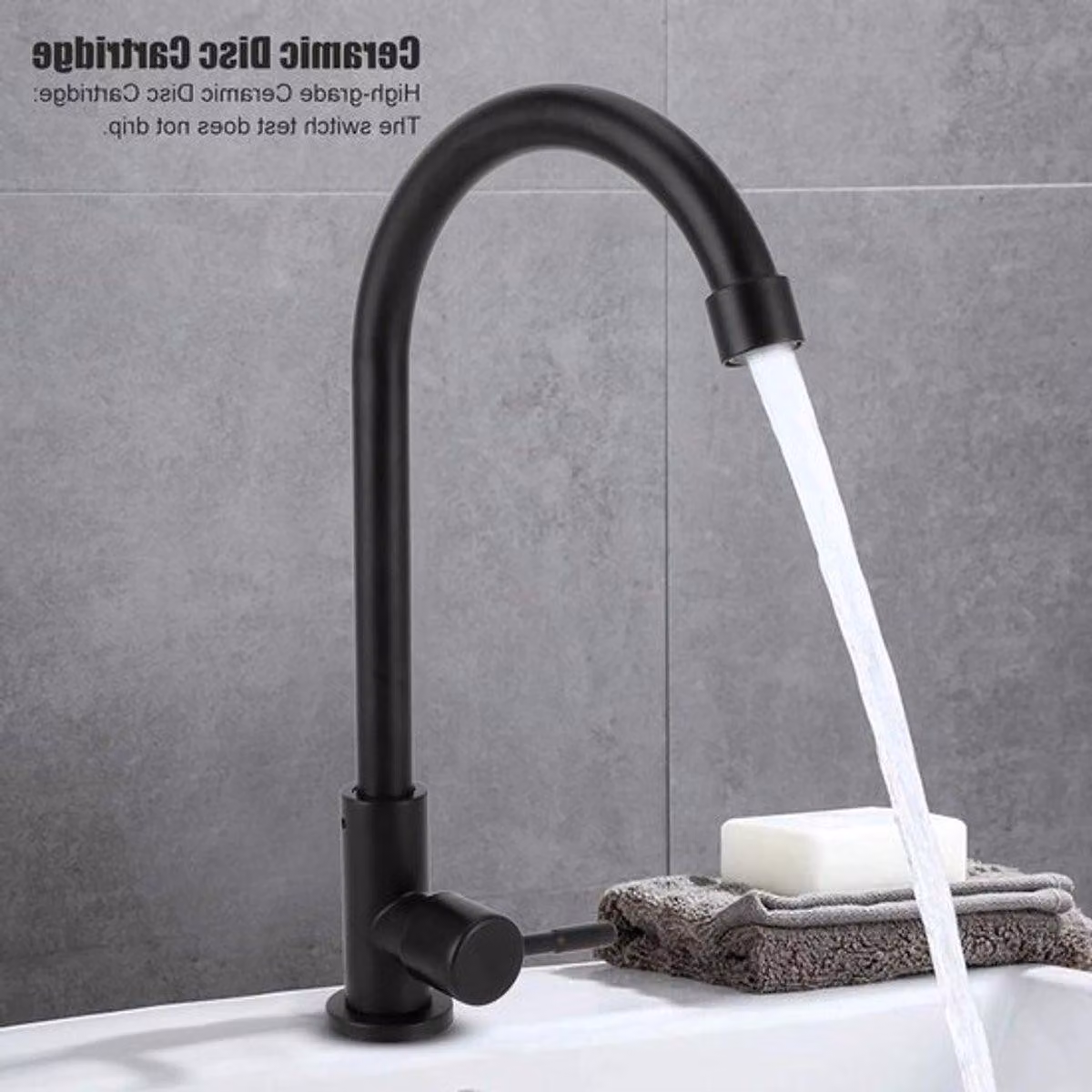 Rubinetto singolo per acqua fredda, ideale per lavabi, realizzato in acciaio inossidabile, con attacco G1/2, resistente e dal design elegante