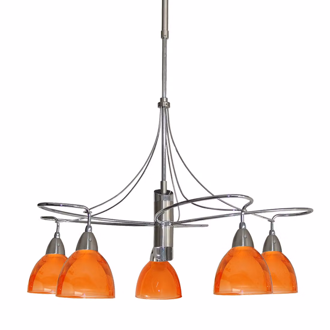 CARRAT plafoniera 5xE14/40W, nichel satinato/cromo/arancio L: 510, H: 825, dimmerabile