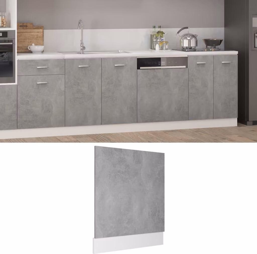 The Living Store Pannello lavastoviglie grigio cemento 59,5x3x67 cm Materiale a base di legno