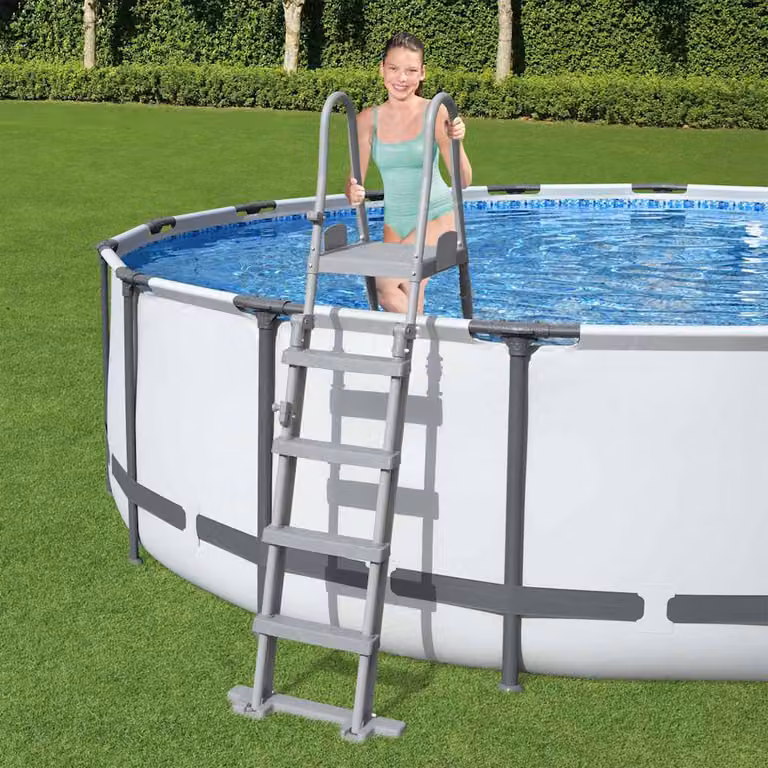 Scaletta di sicurezza per piscina Bestway Flowclear a 4 gradini in acciaio e plastica, colore grigio