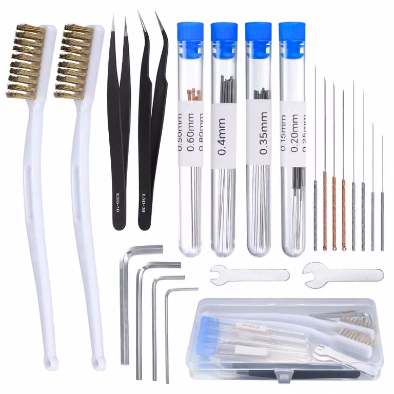 Ago per pulizia stampante 3D - 38 pezzi - Acciaio inox - 0,15 - 0,8 mm - Con scatola portaoggetti