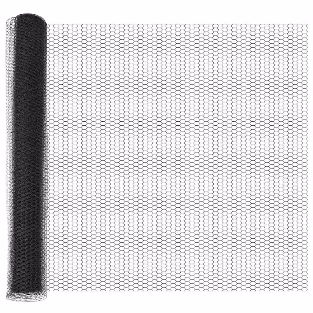 Recinzione esagonale con pali vidaXL in acciaio rivestito in PVC Grigio, L: 1,4 m x P: 25 m