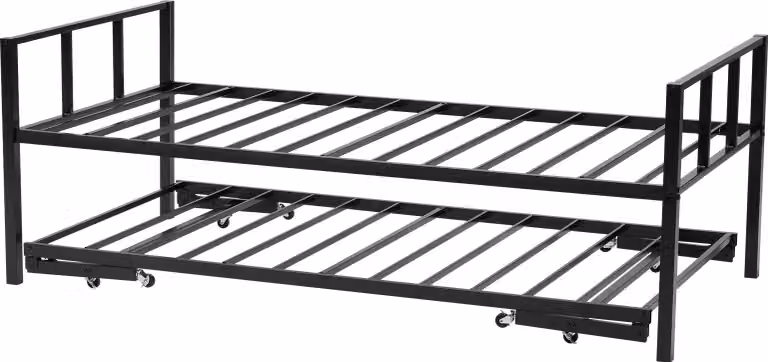 SucceBuy struttura per letto a due piazze con letto estraibile, struttura per divano letto a piattaforma (portata 181,44 kg) con robusto supporto a doghe in metallo per soggiorno, camera da letto o stanza degli ospiti, nero