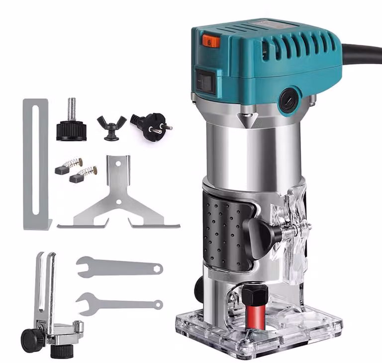 Fresatrice elettrica per legno - Fresatrice portatile - 800 W - Ideale per la lavorazione del legno, incisioni e fresature - Alimentazione di rete