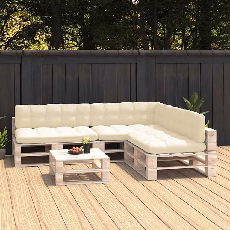 Set di 7 cuscini per divano su pallet vidaXL in poliestere, colore beige, L 120 x P 80 x H 10 cm