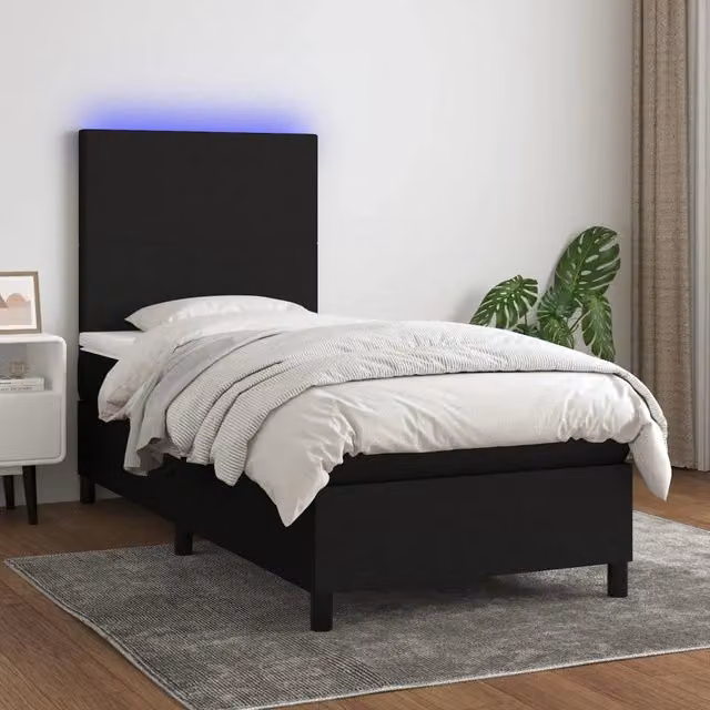 Letto Ibrido vidaXL con Materasso e Illuminazione LED, Colore Nero e Bianco, L/P/H: 200 x 80 x 128 cm