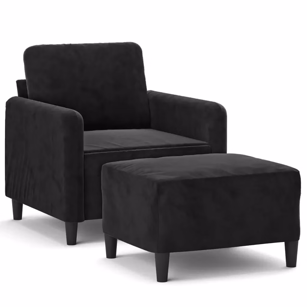 Poltrona relax con poggiapiedi vidaXL in velluto nero per soggiorno – 2