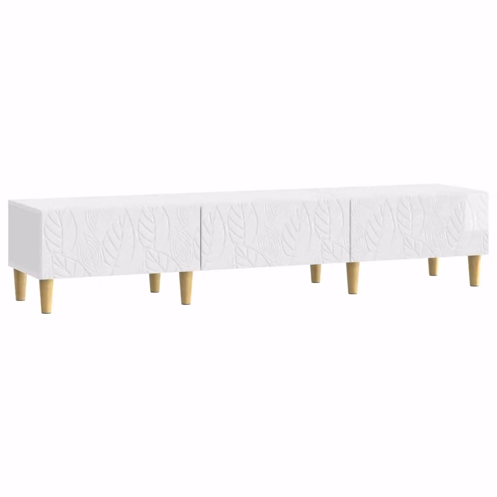 Mobile TV vidaXL Bianco Lucido in Legno MDF Stile Vintage L: 147 cm, P: 34,5 cm, H: 30 cm – 2