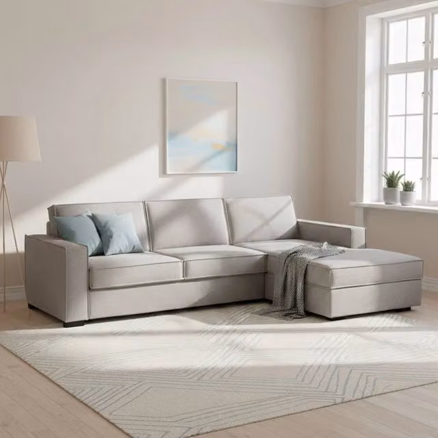 Afar di Talamo Italia, Divano Letto Moderno con Penisola a L, Grigio, L/P/H: 260 x 95 x 90 cm, con Coperture Sfoderabili e Poggiatesta Regolabile – 1