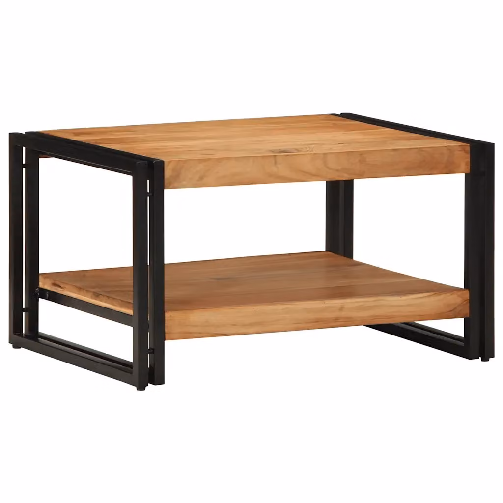 Tavolino da salotto rettangolare vidaXL in legno di acacia e metallo marrone L: 60 cm, P: 50 cm, H: 38 cm – 2