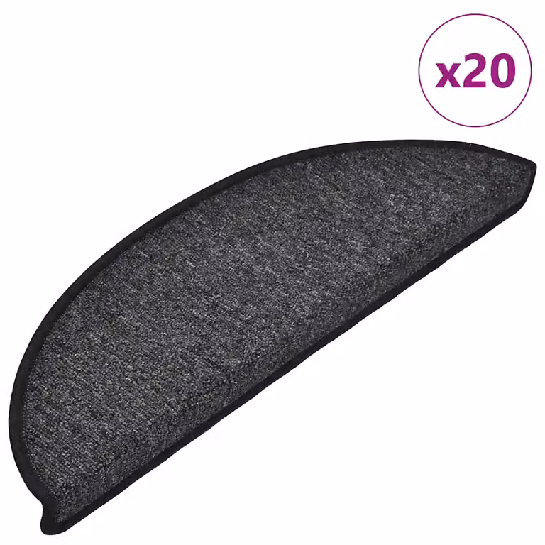 Set di 20 tappetini per scale semicircolari vidaXL, colore antracite, antiscivolo e autoadesivi, L: 56 cm, H: 3 cm