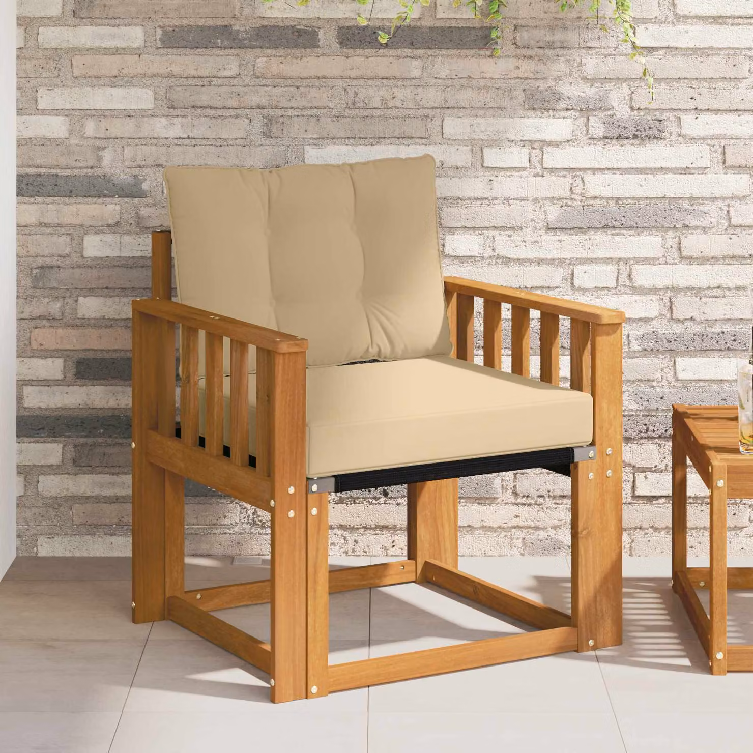 vidaXL Divano da esterno moderno in legno di acacia massello con cuscini beige e marrone