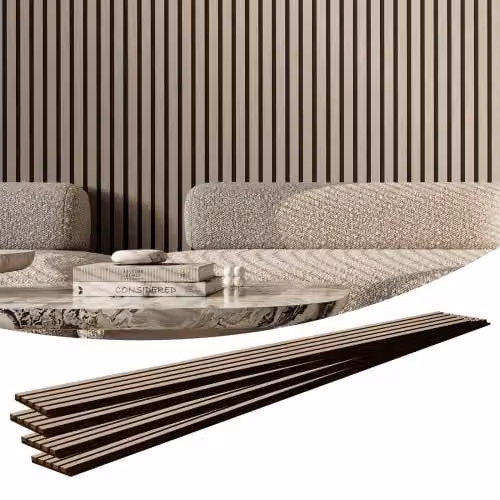 Pannelli Acustici a Doghe VEVOR in Legno MDF per Decorazione Pareti Interne e Riduzione del Rumore, Colore Argentato, L: 240 cm, H: 20 cm, P: 2 cm