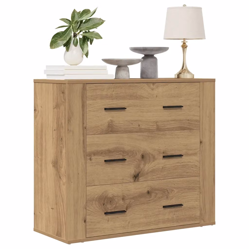 Credenza Buffet in Legno Rovere Artigianale Marrone L: 80 cm, P: 33 cm, H: 70 cm – 2