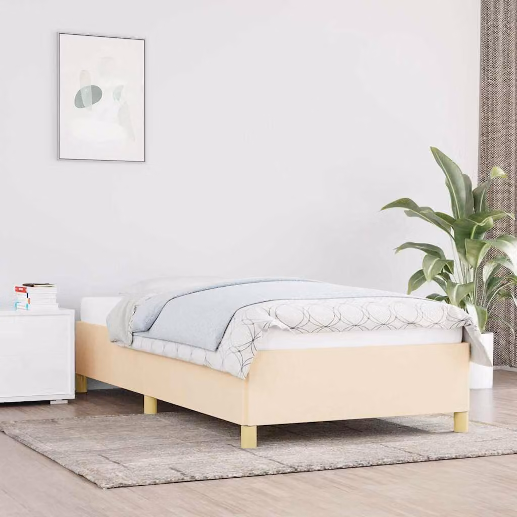 vidaXL Giroletto senza materasso in tessuto beige L 100 x P 200 cm