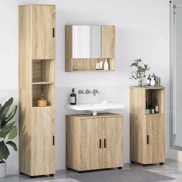 Set di mobili per il bagno 4 pz Rovere Sonoma 61 x 35 x 64 cm 3392965