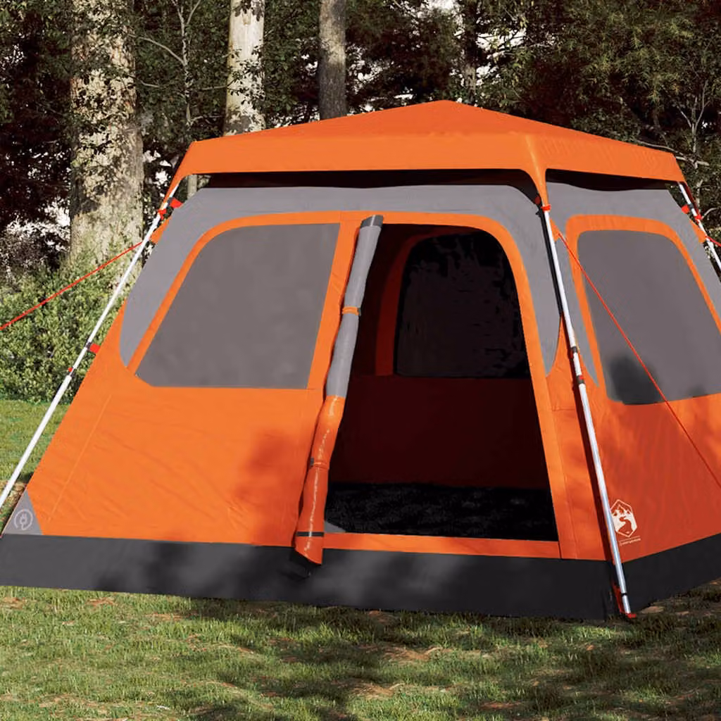 vidaXL Tenda a Cupola per 6 Persone Grigio e Arancione a Rilascio Rapido