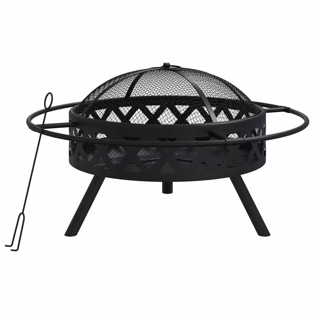 Braciere con attizzatoio Videx XXL in acciaio nero, diametro 70 cm – 2