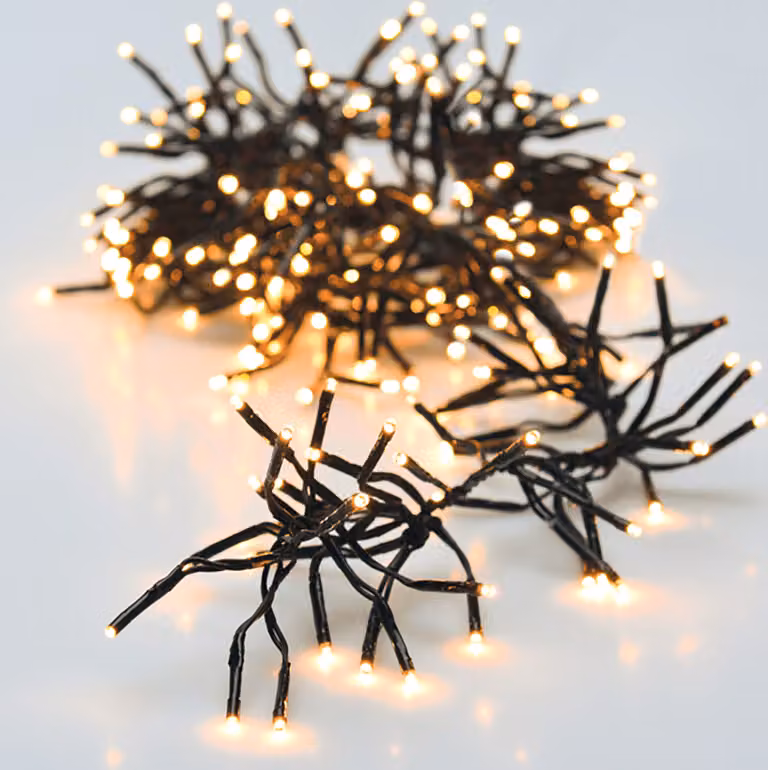 Catena luminosa a LED, luce bianco caldo, con 8 funzioni di illuminazione - 192 LED - Decorazione natalizia con timer, alimentata a batteria