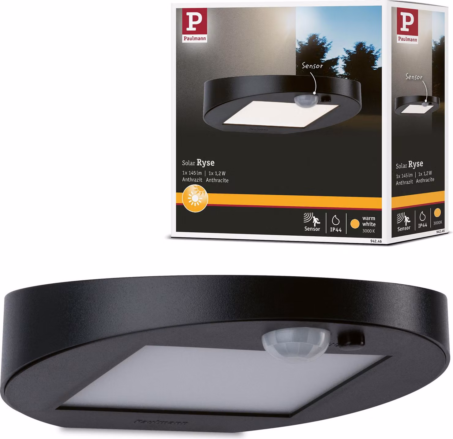 Paulmann Lampada da parete per esterni a LED solare Ryse