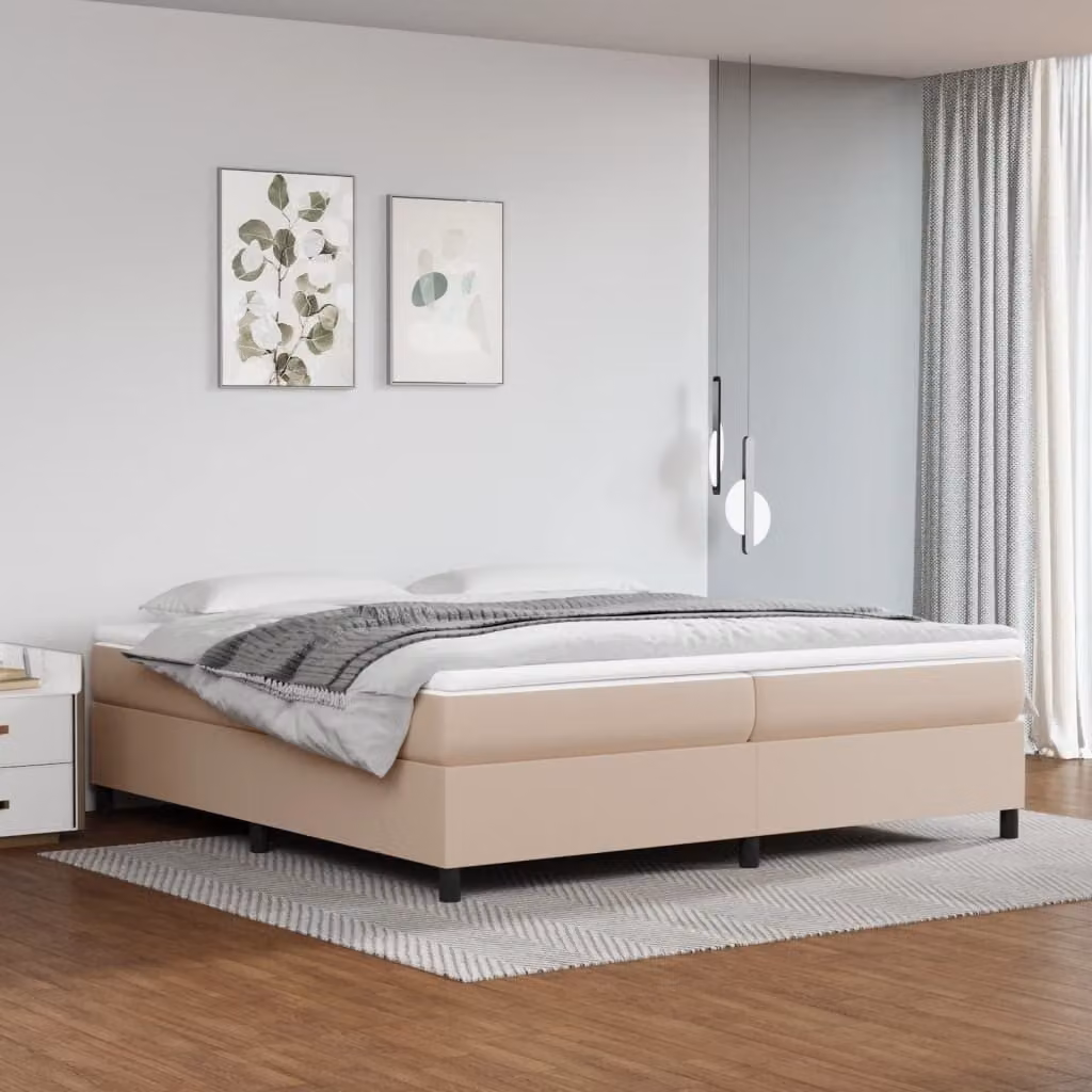 The Living Store Letto a molle insacchettate Materasso cappuccino marrone 200x200cm Similcuoio