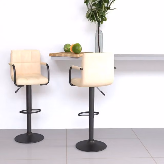 Set di 2 sgabelli da bar vidaXL in velluto beige con base girevole a 360 gradi e struttura in metallo