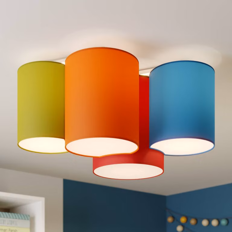 Plafoniera soffitto Mona TK Lighting, dimmerabile, Multicolore, Camera da letto, Tessuto / Stoffa / Seta, Moderno, Plafoniera
