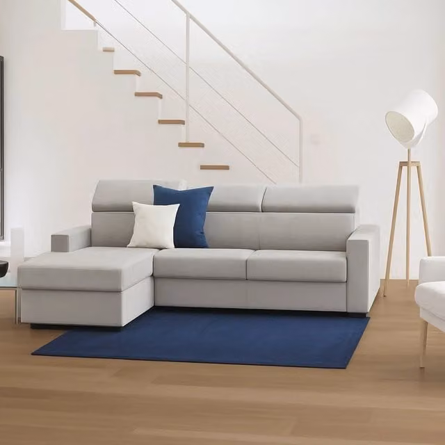 Divano ad angolo Aryaly TALAMO ITALIA con chaise longue contenitore a sinistra, rivestimento in tessuto grigio, L: 280 cm, H: 85 cm, P: 95 cm – 1
