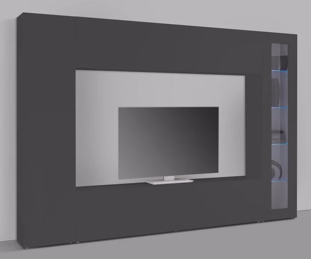 Parete Attrezzata per Soggiorno Maruska n°3 GIORDANOSHOP Grigio Antracite Opaco L: 260 cm, P: 30 cm, H: 180 cm – 2