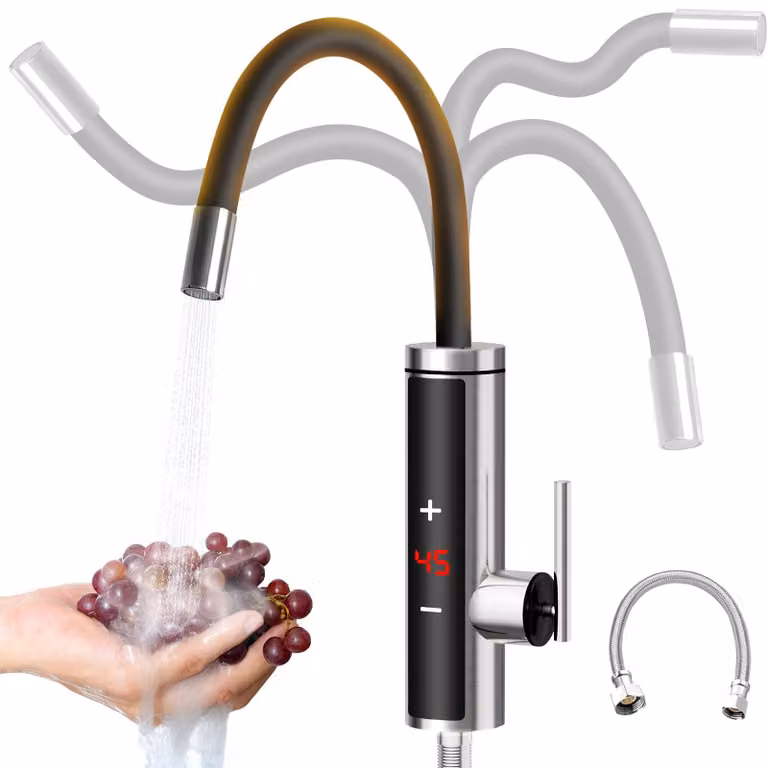 Rubinetto con resistenza riscaldante integrata, 3000 W, in acciaio inossidabile, con controllo della temperatura tramite LED