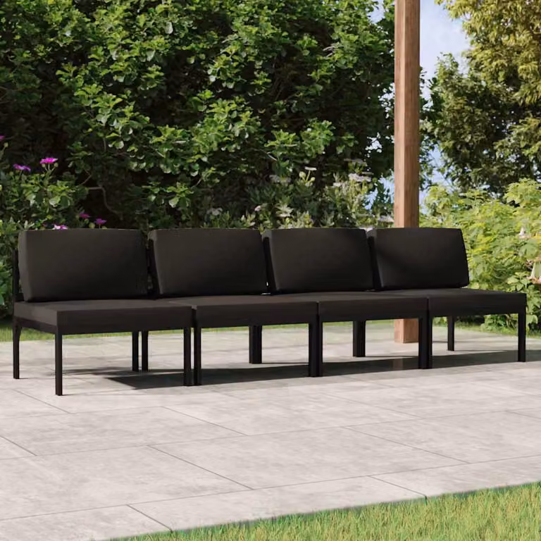 vidaXL Divano da Giardino a 4 Posti con Cuscini in Alluminio Antracite
