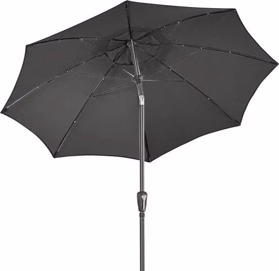 Ombrellone da giardino 220 cm di altezza 227 cm in alluminio-poliestere colore grigio scuro.