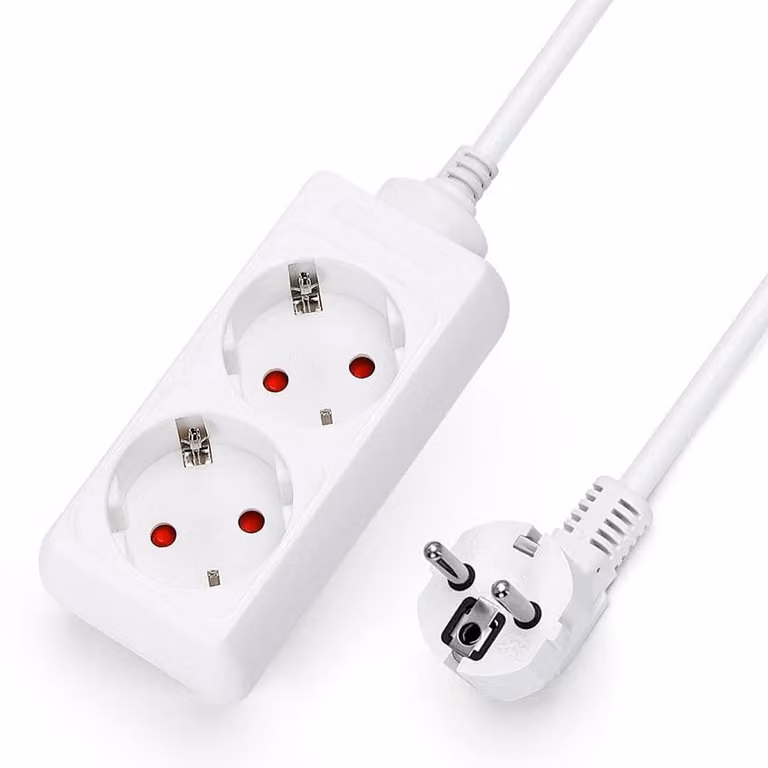 Multipresa bianca senza interruttore con cavo 3G, multipresa bianca (2 prese, 1,5 mm², 3 m)