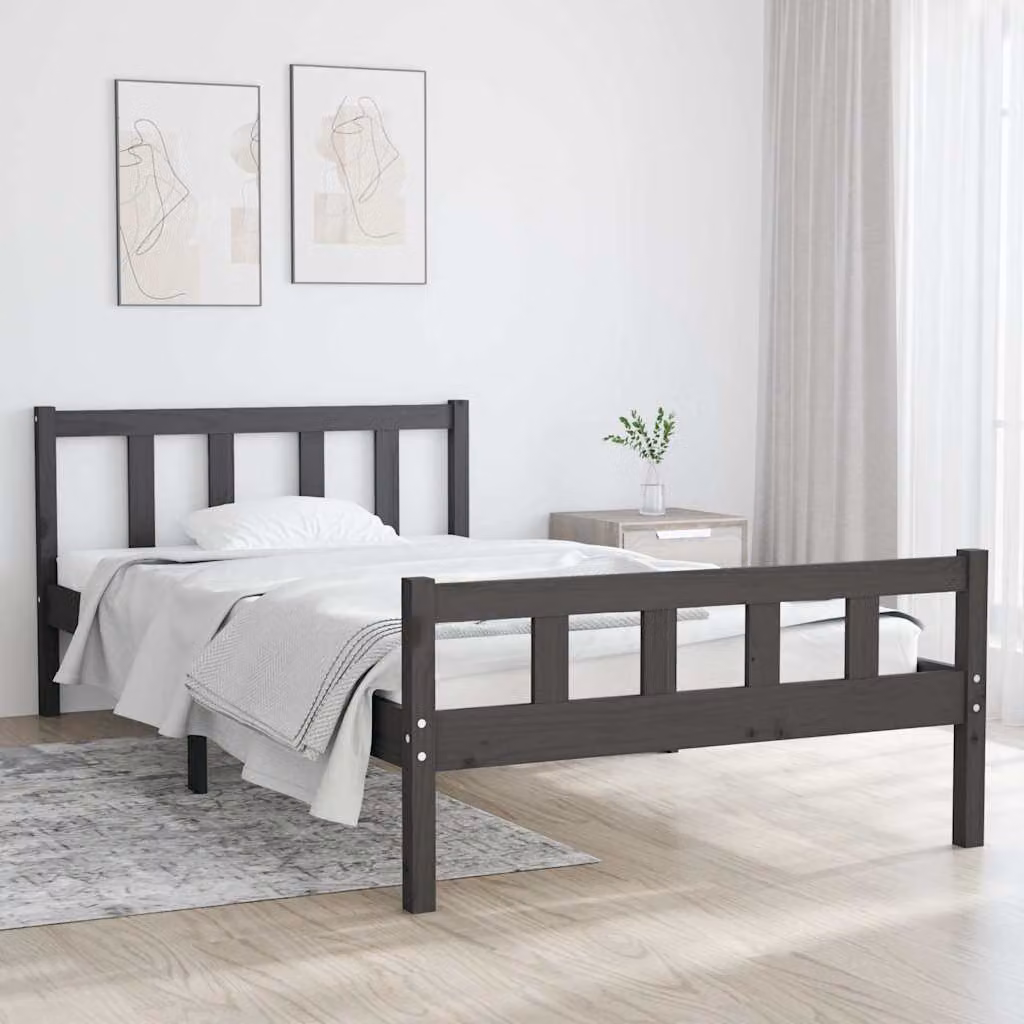 Giroletto vidaXL in legno massello di pino grigio L/P: 100 x 200 cm