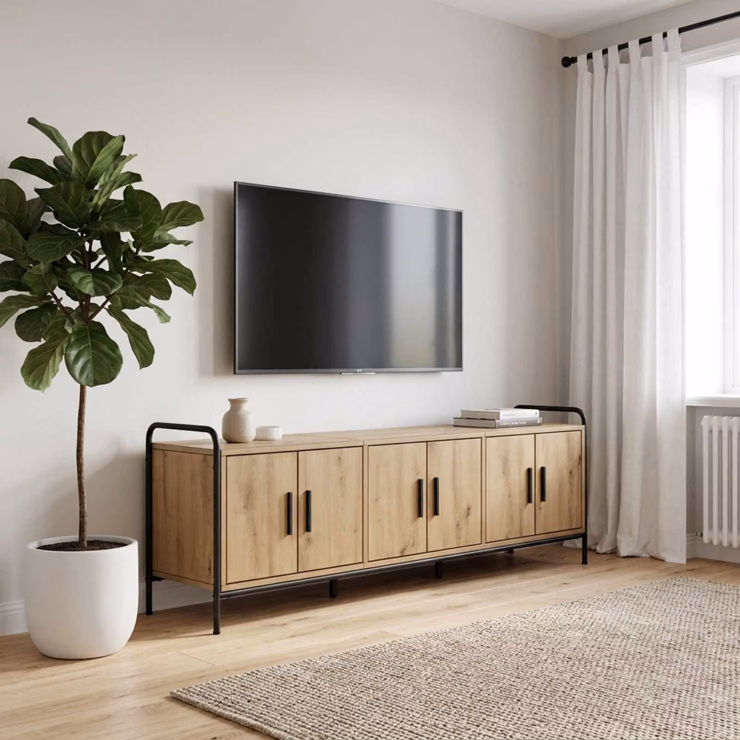 Mobile TV vidaXL moderno in legno e metallo marrone L/P/H: 146 x 33 x 50 cm