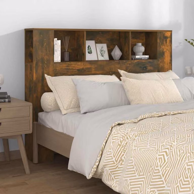 Testiera con scomparti vidaXL in legno Rovere Fumo L: 140 cm, P: 18,5 cm, H: 104,5 cm