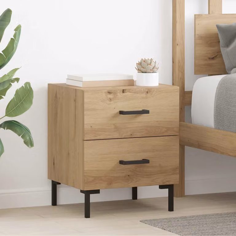 Set di 2 Armadi da Notte vidaXL in Stile Rustico Marrone L/P/H: 40 x 35 x 47,5 cm
