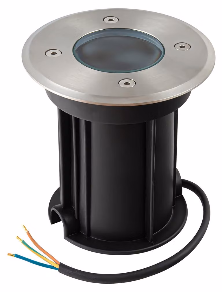 Faretti da incasso a pavimento, attacco GU10, grado di protezione IP67, impermeabili, forma rotonda, dimensioni Ø11x12 cm
