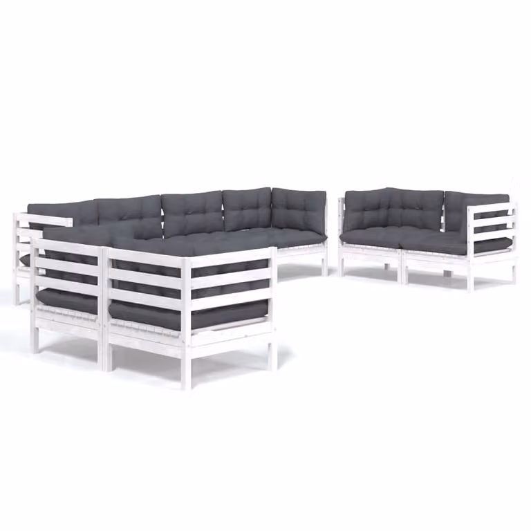 Set Salotto da Giardino con Cuscini 8 pz Legno Massello di Pino