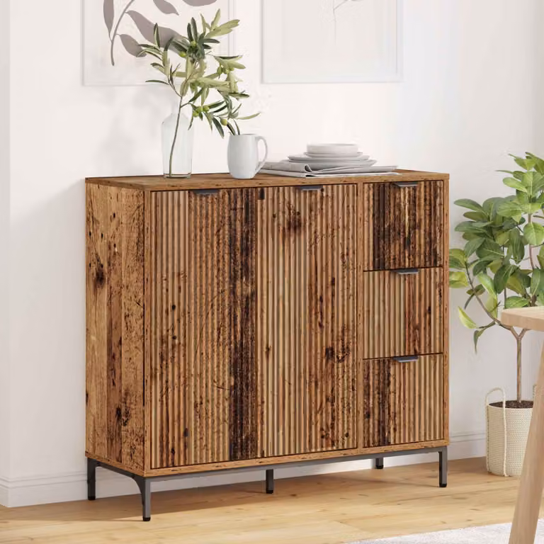 Credenza moderna vidaXL in legno ingegnerizzato color marrone, L: 89,5 cm, P: 33 cm, H: 82 cm