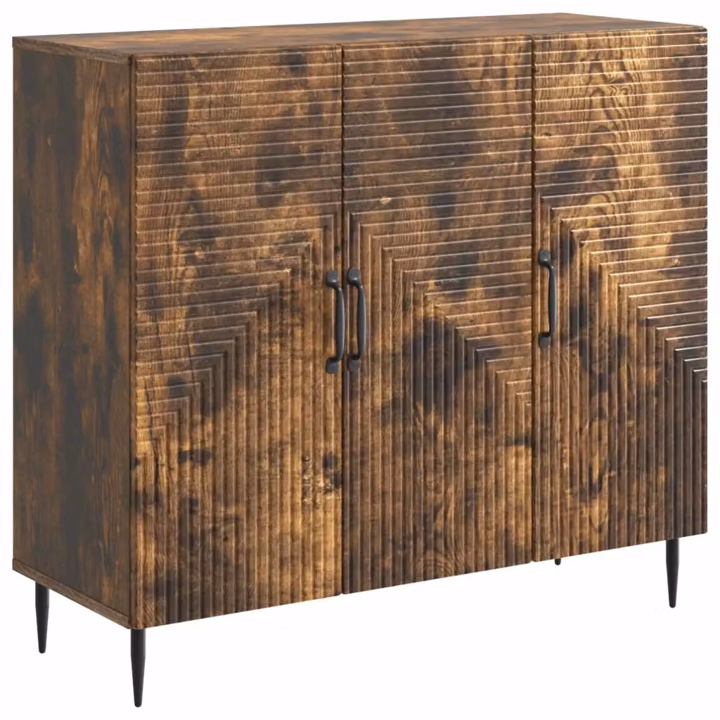 Credenza moderna vidaXL in legno MDF color rovere fumo, L 89 cm x P 34,5 cm x H 80 cm – 2