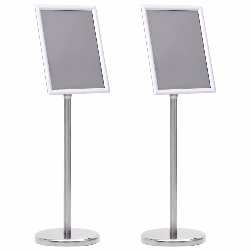 Set di 2 supporti per poster professionali vidaXL in alluminio color argento, H 108 x L 32,7 x P 24 cm