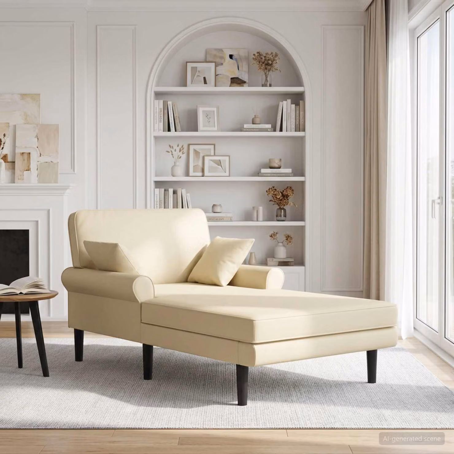 vidaXL Chaise longue moderna in similpelle beige con cuscini inclusi L/P/H: 174 x 106 x 86 cm