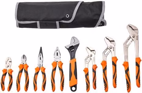 Set di 8 Pinze VEVOR in Acciaio 45# con Borsetta Portatile, Colore Nero