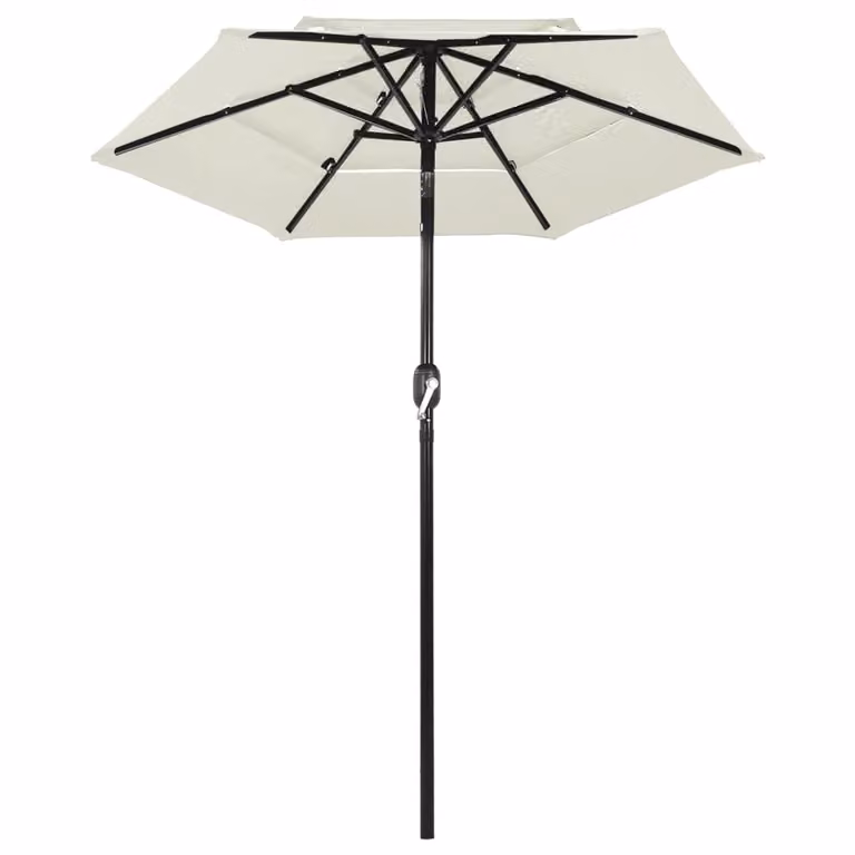 vidaXL Ombrellone con palo in alluminio a 3 strati color sabbia 2 m
