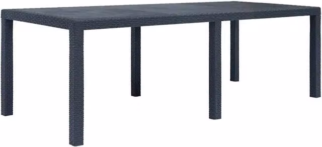 Tavolo da Giardino Antracite 220x90x72 cm Plastica Stile Rattan